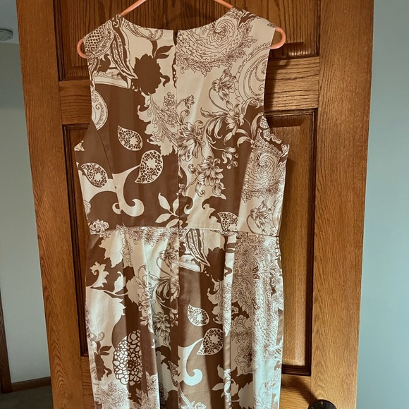 Talbots sleeveless lined brown/cream dress size 14 - Picture 2 of 6